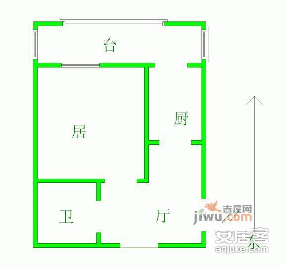 宏葑新村1室1厅1卫47㎡户型图