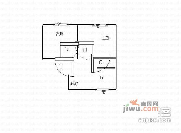 鲈乡三村2室1厅1卫61㎡户型图