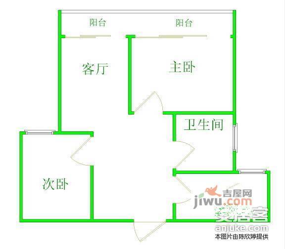 美韵公寓2室1厅1卫68㎡户型图