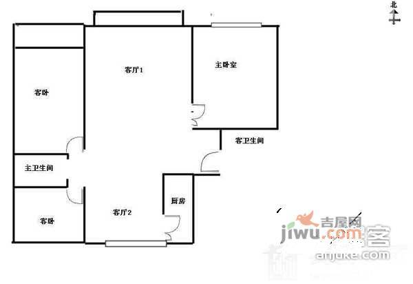 美韵公寓2室1厅1卫68㎡户型图