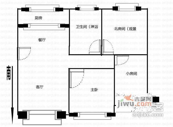 领秀江南3室2厅1卫112㎡户型图