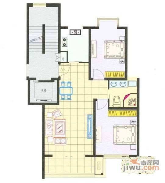 领秀江南2室2厅1卫户型图