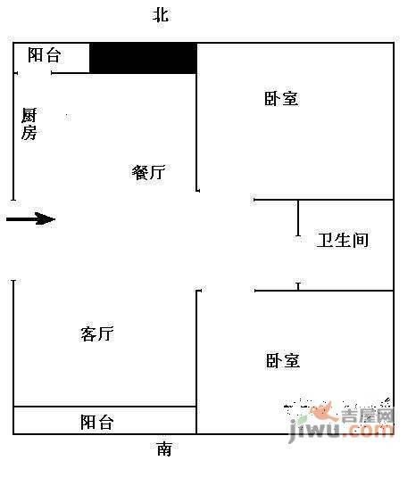 领秀江南2室2厅1卫户型图