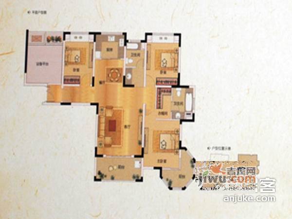 吴江中南世纪城3室2厅2卫140㎡户型图