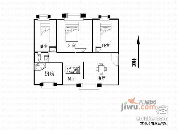 埭宝园3室1厅1卫户型图