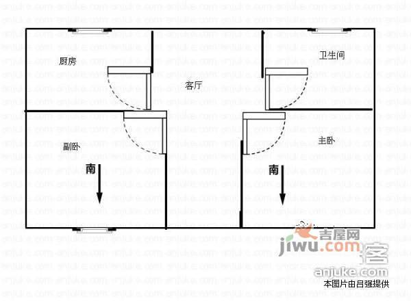 漕湖花园2室2厅1卫户型图