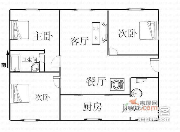 东城明月3室2厅2卫130㎡户型图