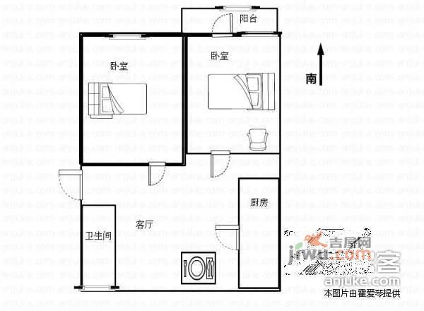 鲈乡二区2室1厅1卫户型图