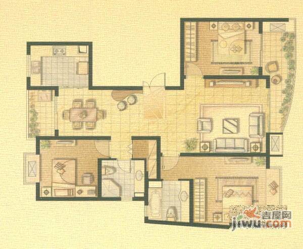 嘉鸿花园3室2厅2卫138㎡户型图