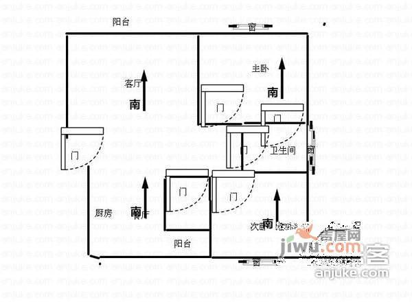 嘉鸿花园2室2厅1卫108㎡户型图