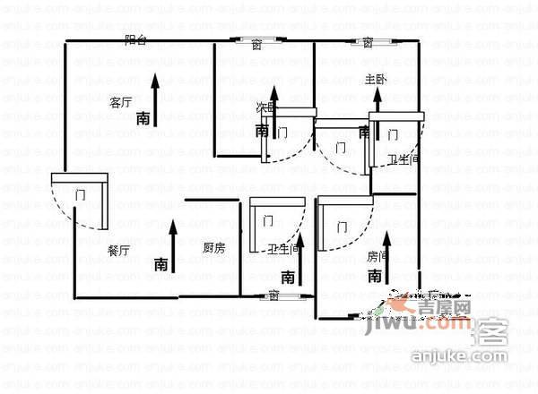 嘉鸿花园3室2厅2卫138㎡户型图