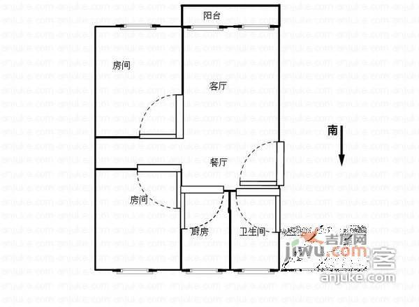 金桥新村2室2厅1卫81㎡户型图