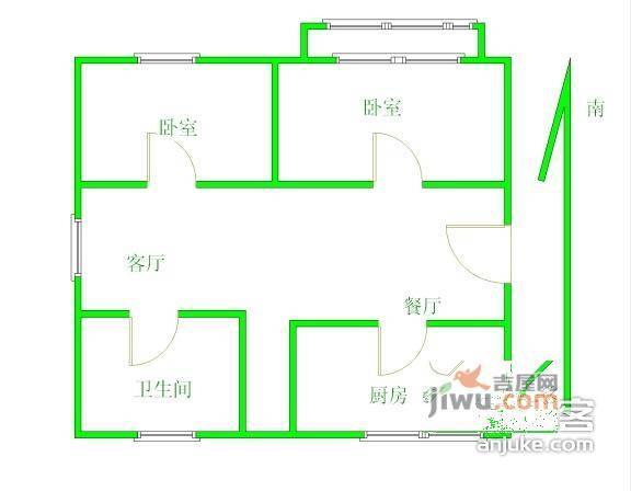 西塘新村2室1厅1卫66㎡户型图