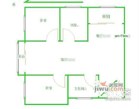 文卫新村2室1厅1卫57㎡户型图