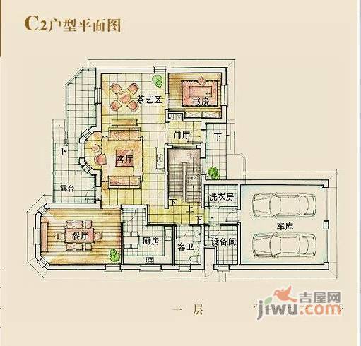 香溪花苑2室2厅1卫93㎡户型图