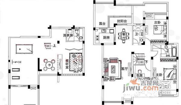 碧水湾花园5室3厅3卫253㎡户型图