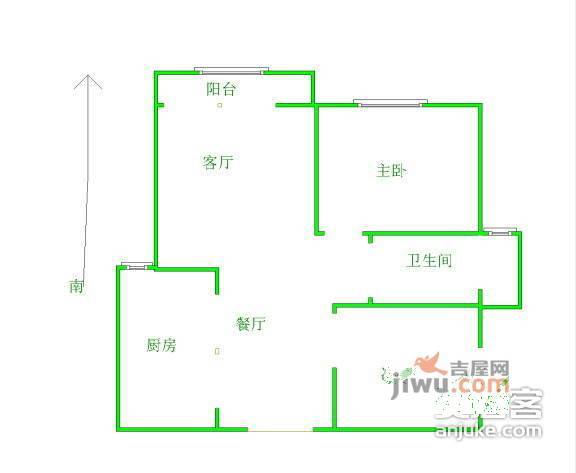 碧水湾花园3室2厅1卫104㎡户型图