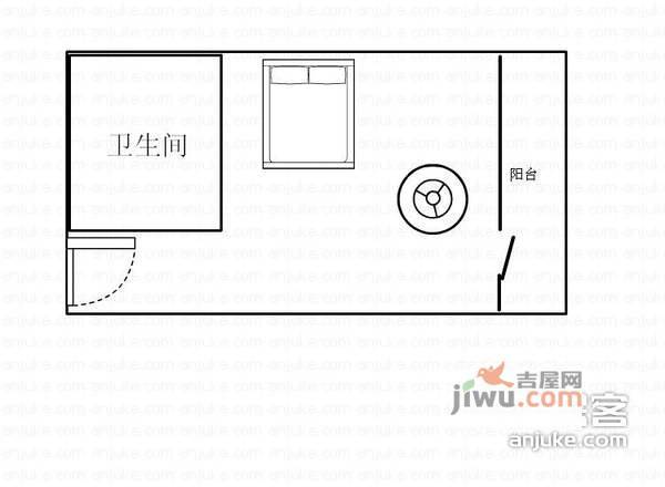 荷韵新村西区1室1厅1卫48㎡户型图