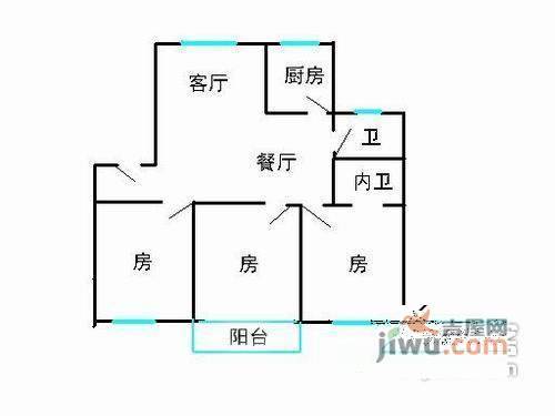 金陵花园3室2厅2卫114㎡户型图