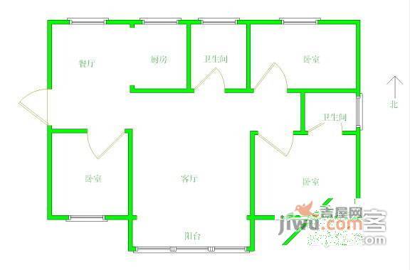 新华苑3室2厅2卫128㎡户型图