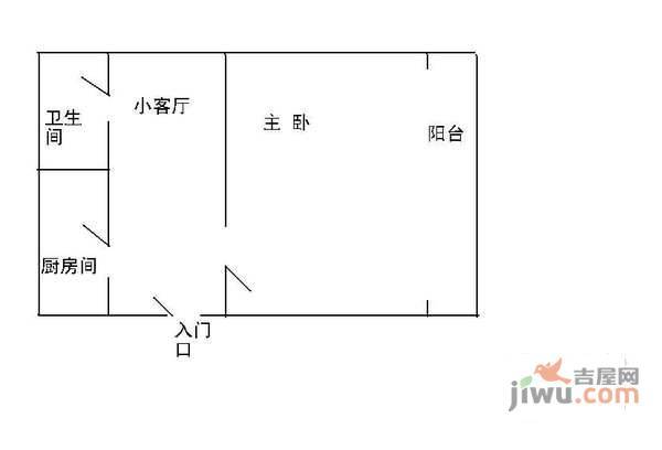 公交一村1室1厅1卫49㎡户型图