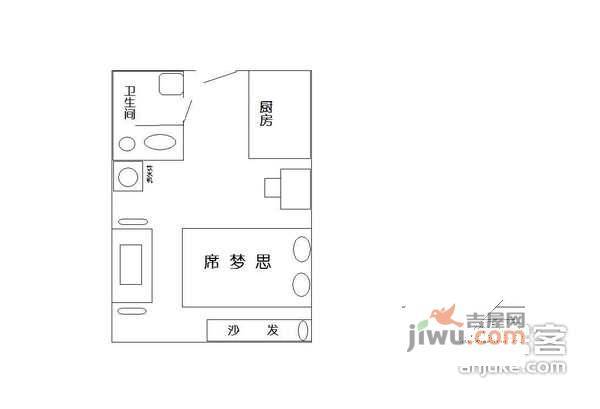 香榭假日山庄1室1厅1卫35㎡户型图