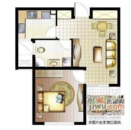 香榭假日山庄1室1厅1卫35㎡户型图