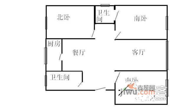 香榭假日山庄3室2厅2卫120㎡户型图