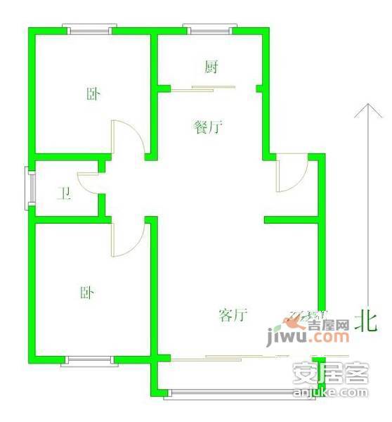 清塘新村2室1厅1卫68㎡户型图