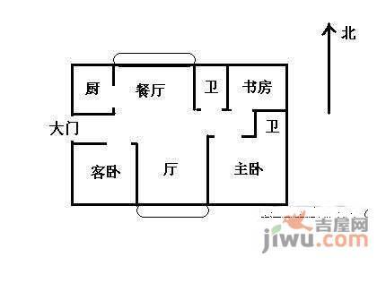 欧洲花园3室2厅1卫130㎡户型图