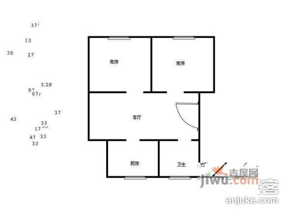 相门后庄2室1厅1卫50㎡户型图