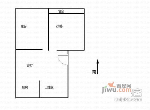 相门后庄2室1厅1卫50㎡户型图