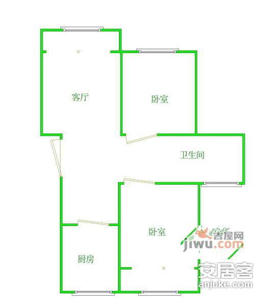 新景苑2室2厅1卫95㎡户型图