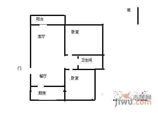 学士花园2室2厅1卫户型图