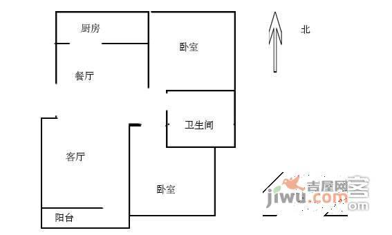 学士花园2室2厅1卫户型图