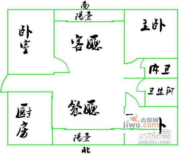 苏苑二村3室2厅2卫180㎡户型图