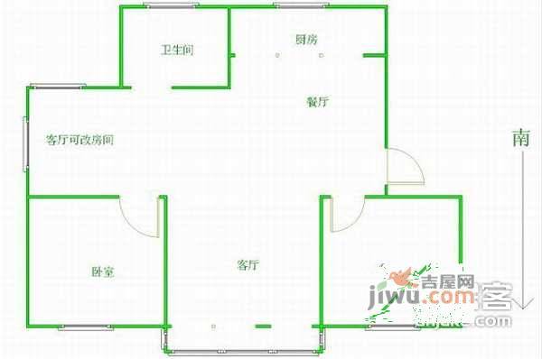 苏苑二村2室1厅1卫72㎡户型图