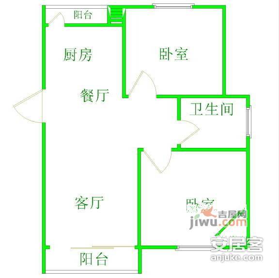 苏苑二村2室2厅1卫户型图