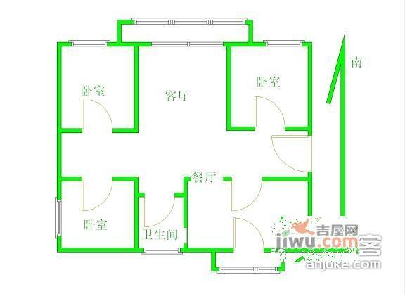 吴中二村3室2厅1卫122㎡户型图