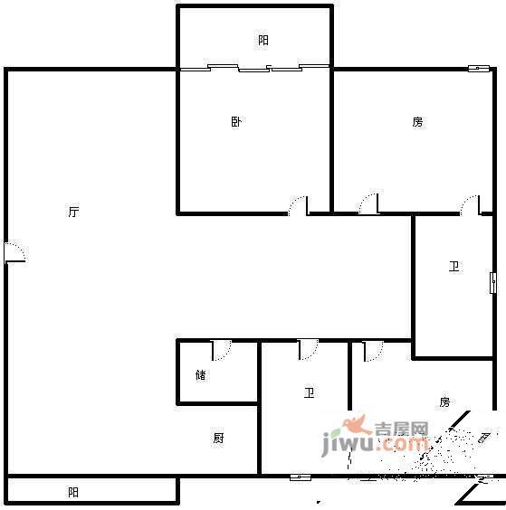 景运家园3室2厅2卫155㎡户型图