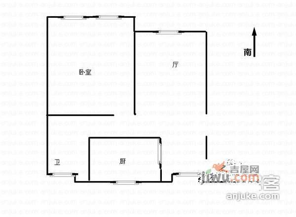 张泾新村一区1室1厅1卫45㎡户型图