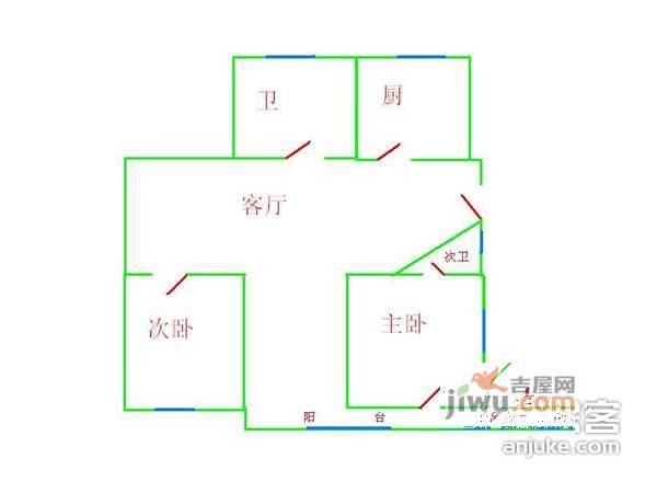 徐家浜新村2室2厅2卫73㎡户型图