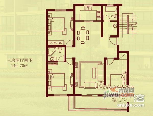 采香花园5室3厅3卫227㎡户型图