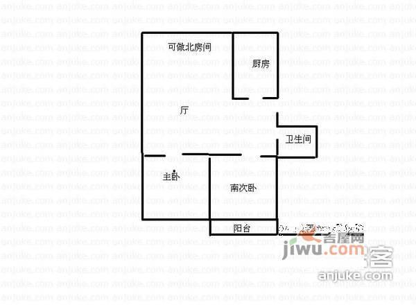 泰南苑2室2厅1卫90㎡户型图