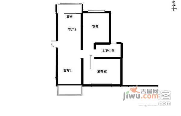 宝石御景园2室2厅1卫119㎡户型图