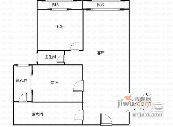 峰尚公寓2室2厅1卫111㎡户型图