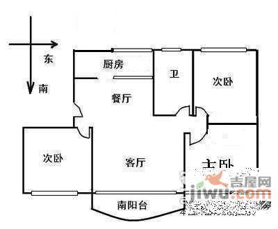 峰尚公寓3室2厅1卫132㎡户型图