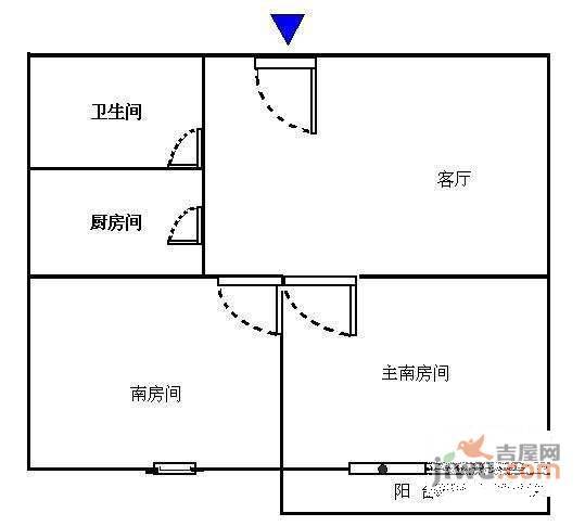 杨枝新村2室1厅1卫83㎡户型图