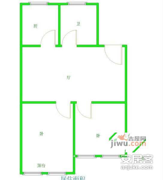 美之苑2室1厅1卫75㎡户型图