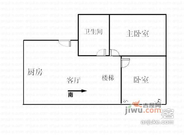 梅花三村2室2厅1卫60㎡户型图